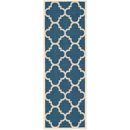 Safavieh 2 Ft. -7 In. X 5 Ft. Runner Indoor-Outdoor Courtyard- Navy And Beige- Machine Made Rug CY6243-268-3